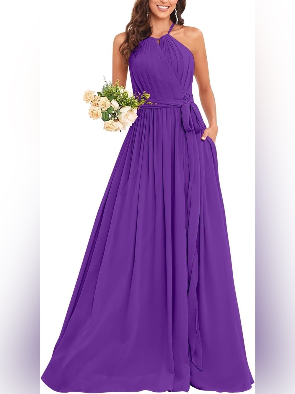 NWT! Elegant Halter Purple Evening/Bridesmaid Gown